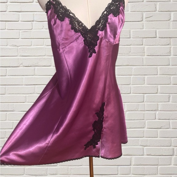 Frederick’s of Hollywood Satin Chemise XL | Purple Lace Lingerie Slip - Picture 2 of 4